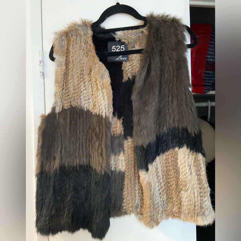 525 Luxe Multi-Tone Faux Fur Vest - Brown, Tan, Black